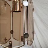Suspension in gold metal and smoked glass