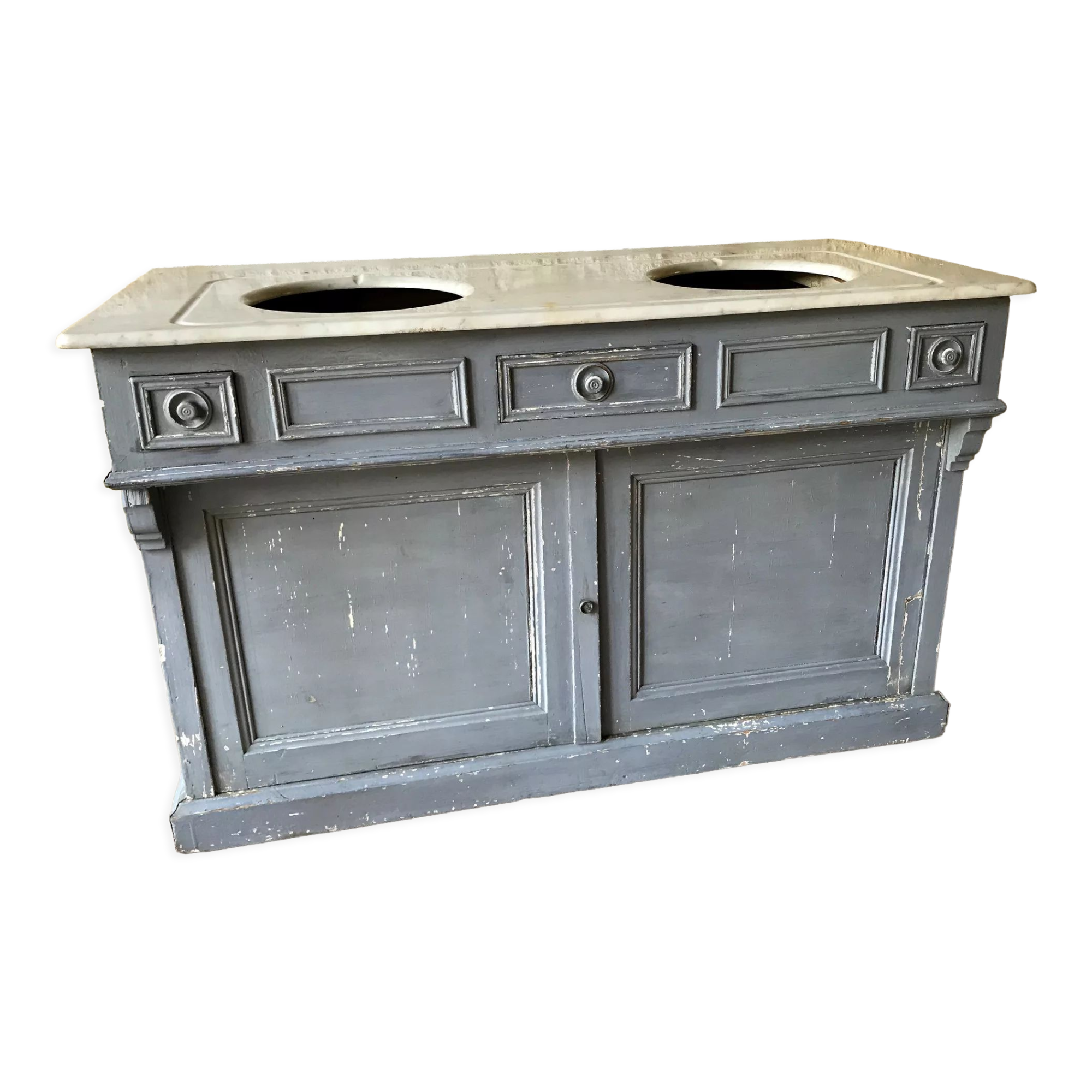 Antique bathroom furniture double sink marble top