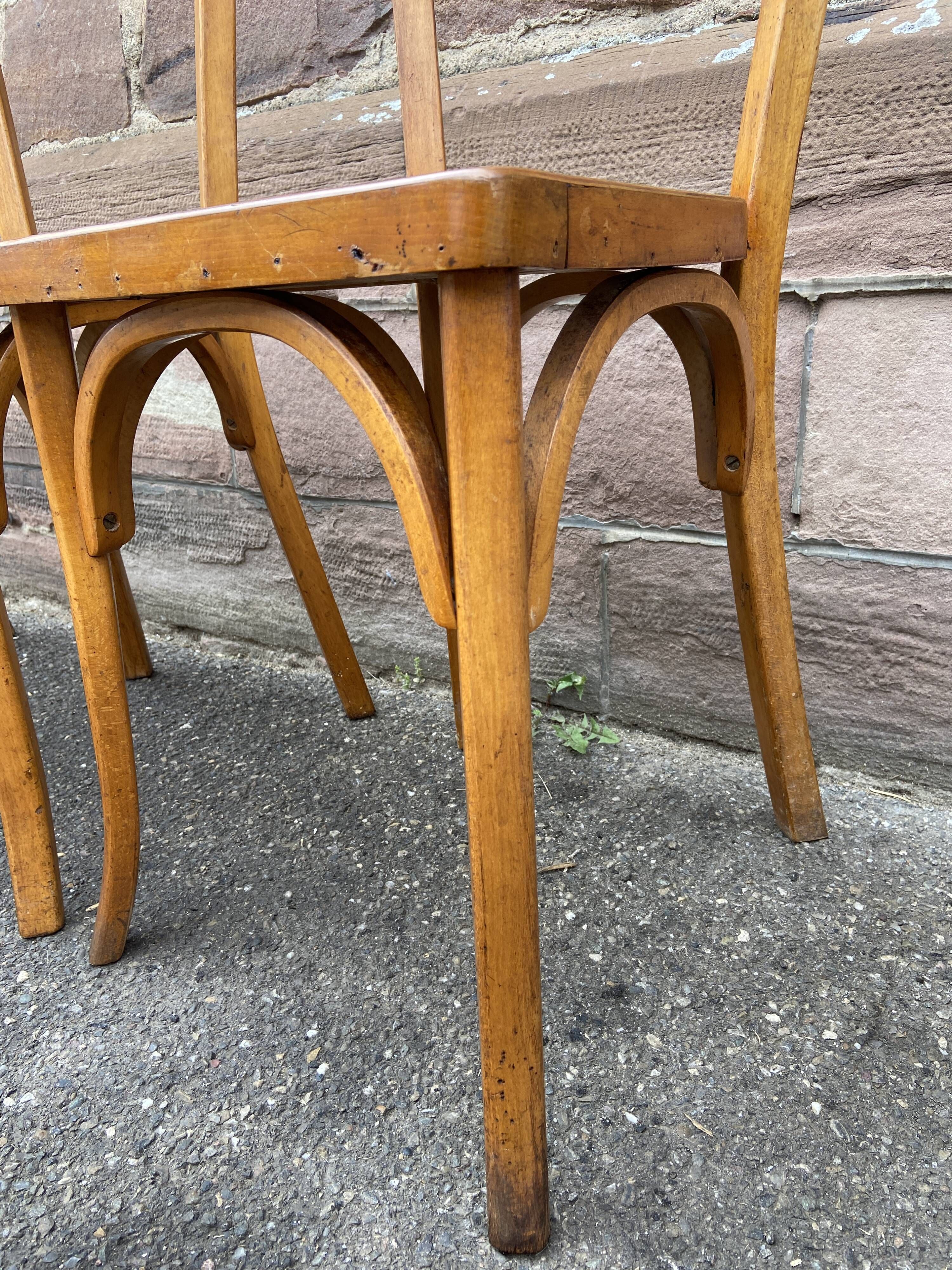 Set of 6 chairs bistrot café baumann bentwood from the 1950s