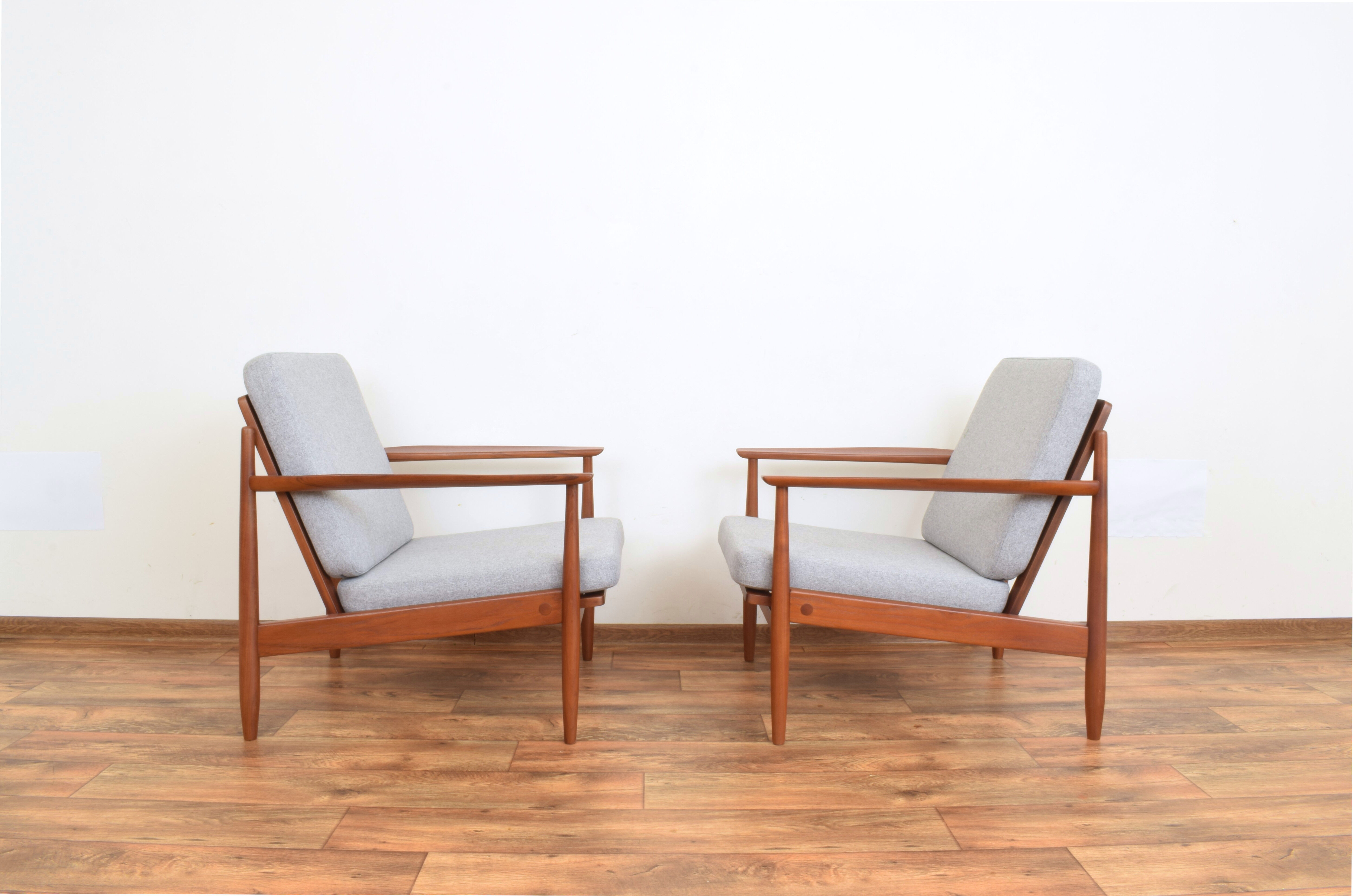 Danish teak lounge chairs, set of 2.