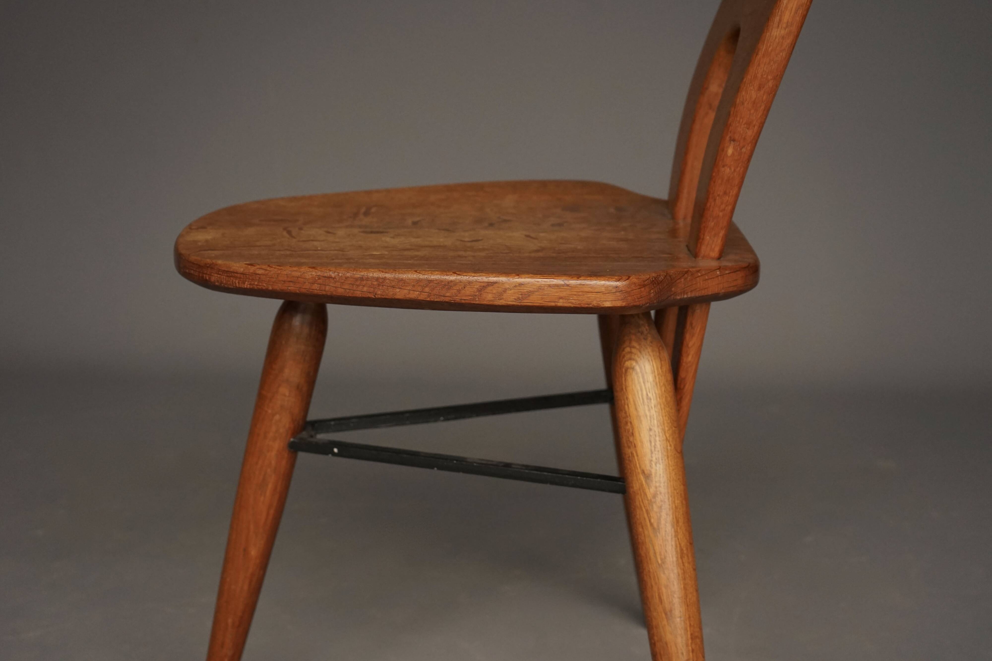 Italian Oak Side Chair, 1950s