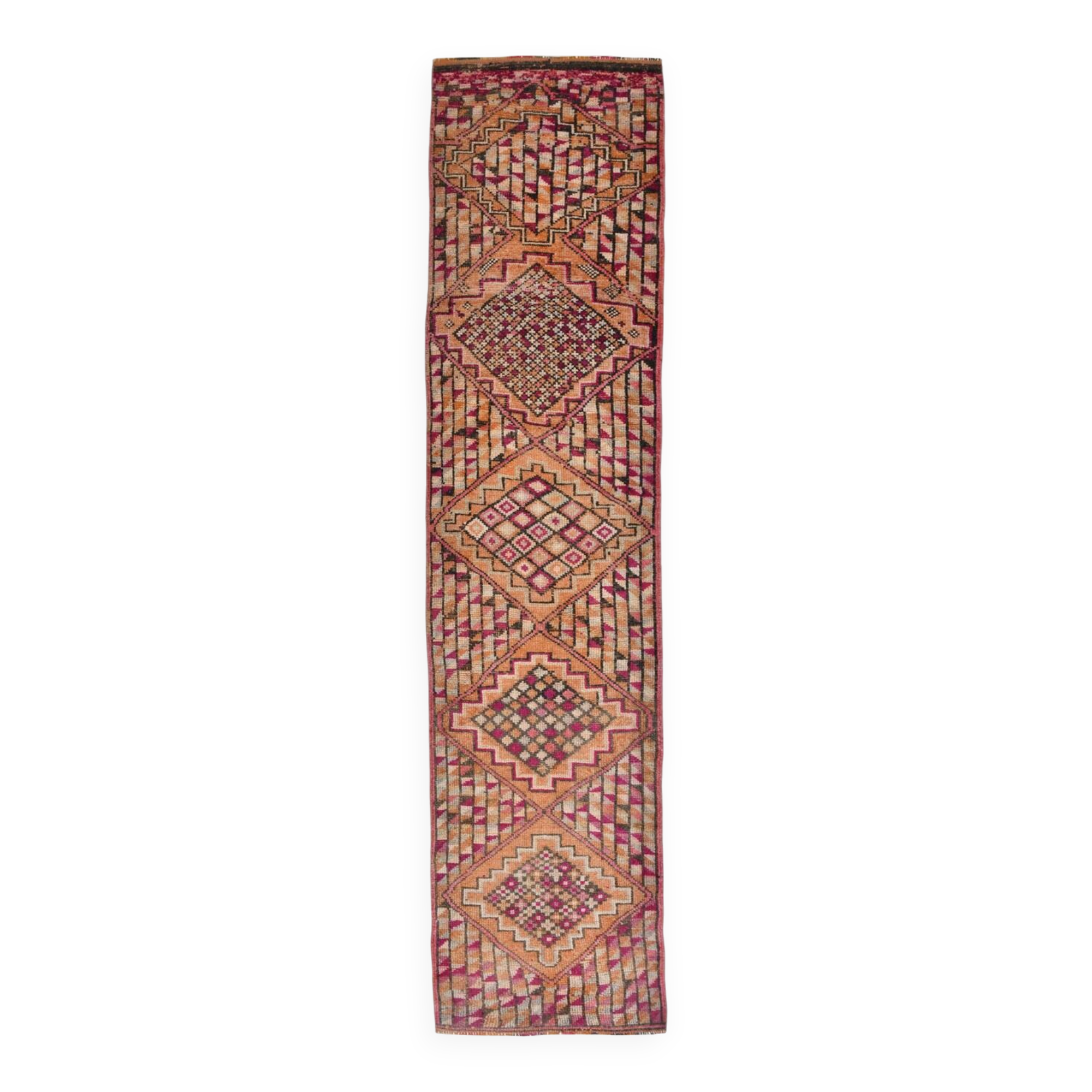 3x12 Red & Orange Classic Vintage Runner Rug, 90x380Cm