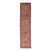 3x12 Red & Orange Classic Vintage Runner Rug, 90x380Cm