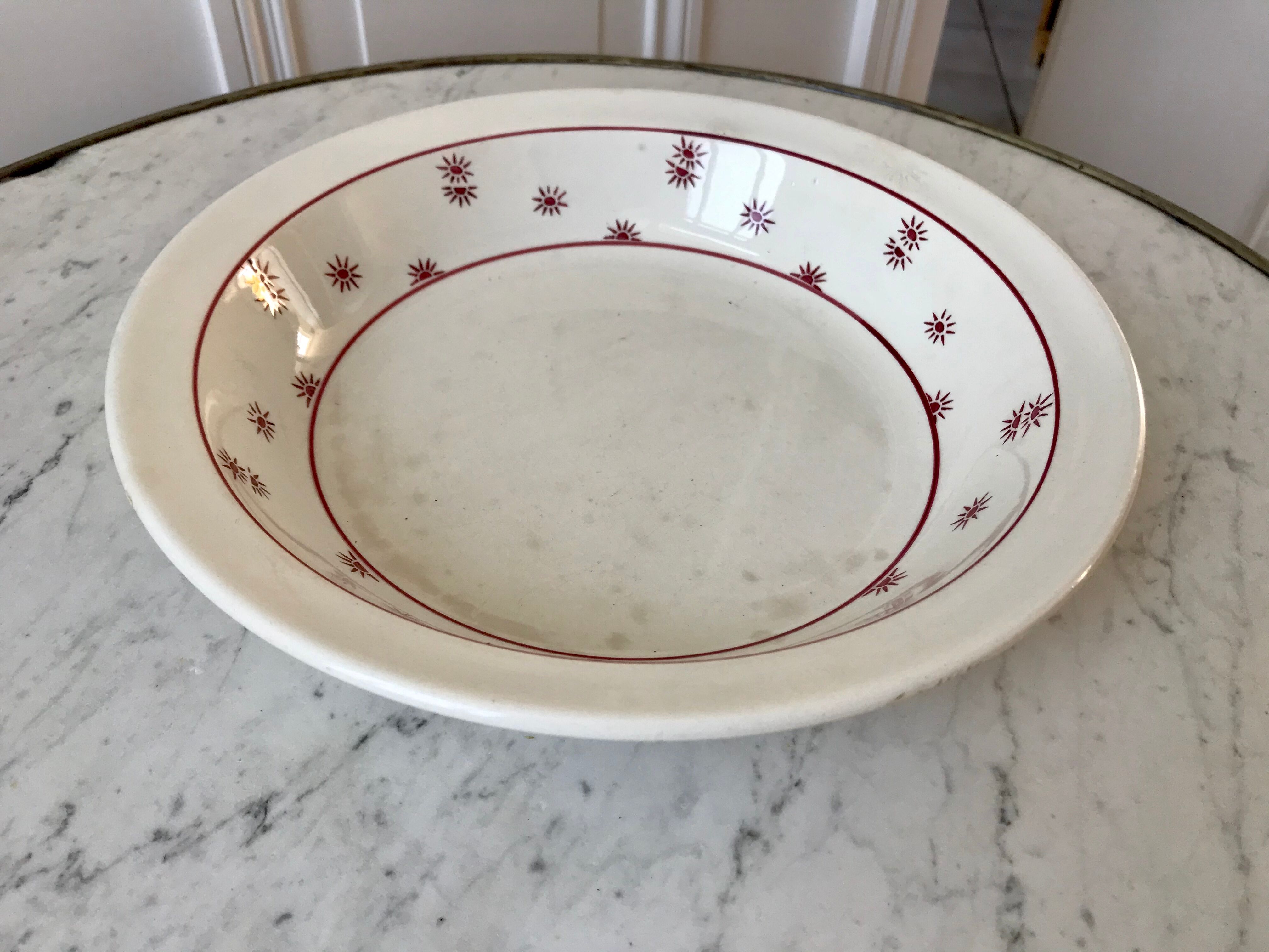 Hollow dish Digoin Sarreguemines model "Andrée" small suns 30s