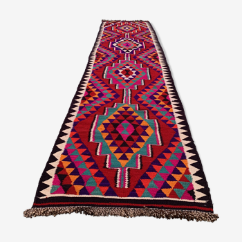 Old turkish kilim runner 367x86 cm