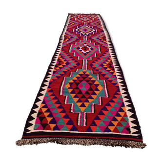 Old turkish kilim runner 367x86 cm