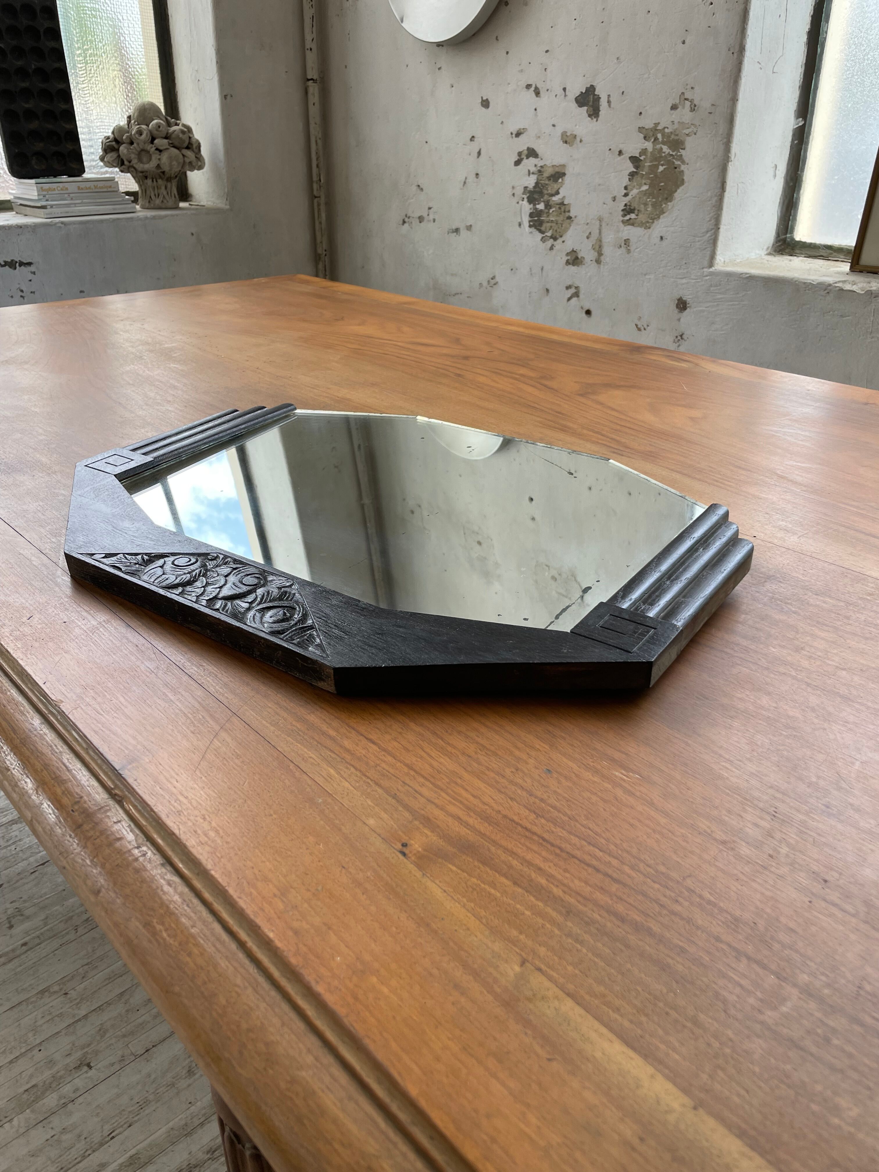 Black art deco mirror 65x46cm