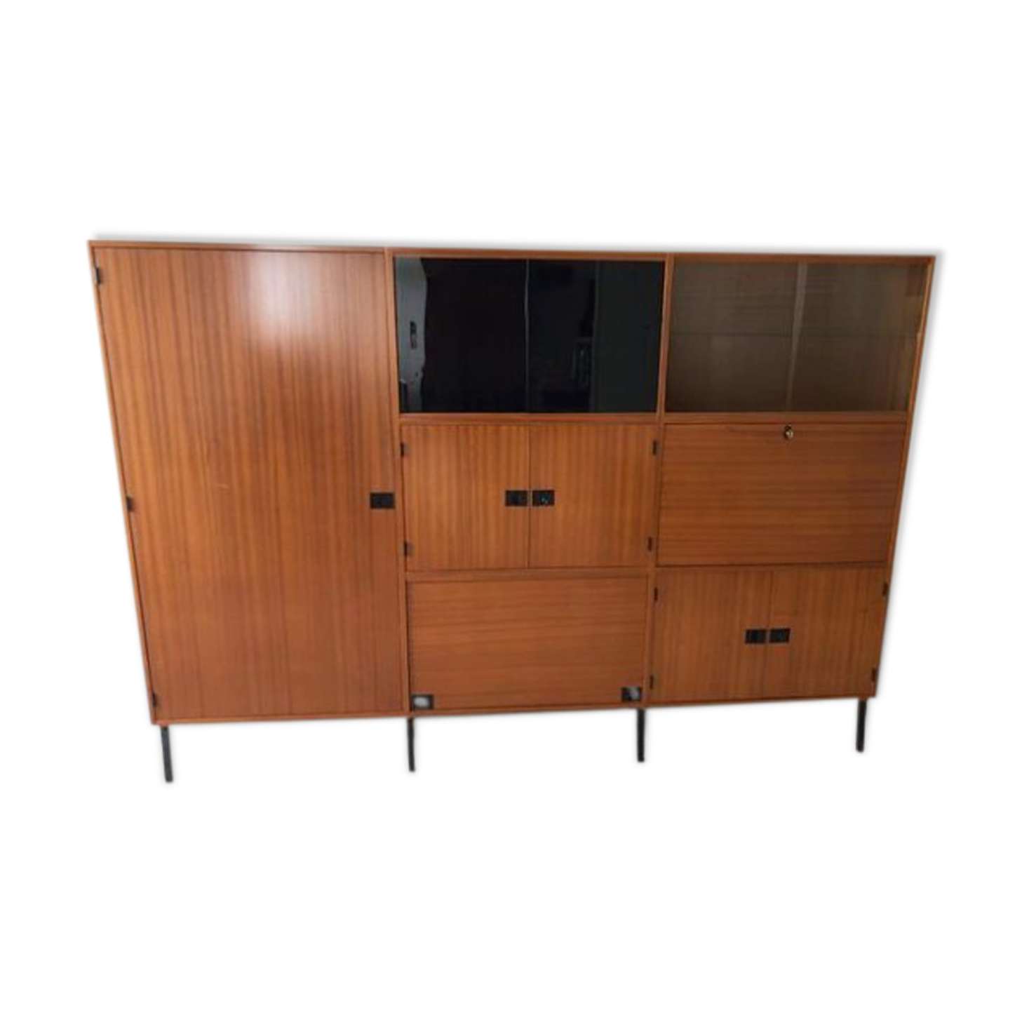 Teak secretary cabinet by Jean-René Caillette
