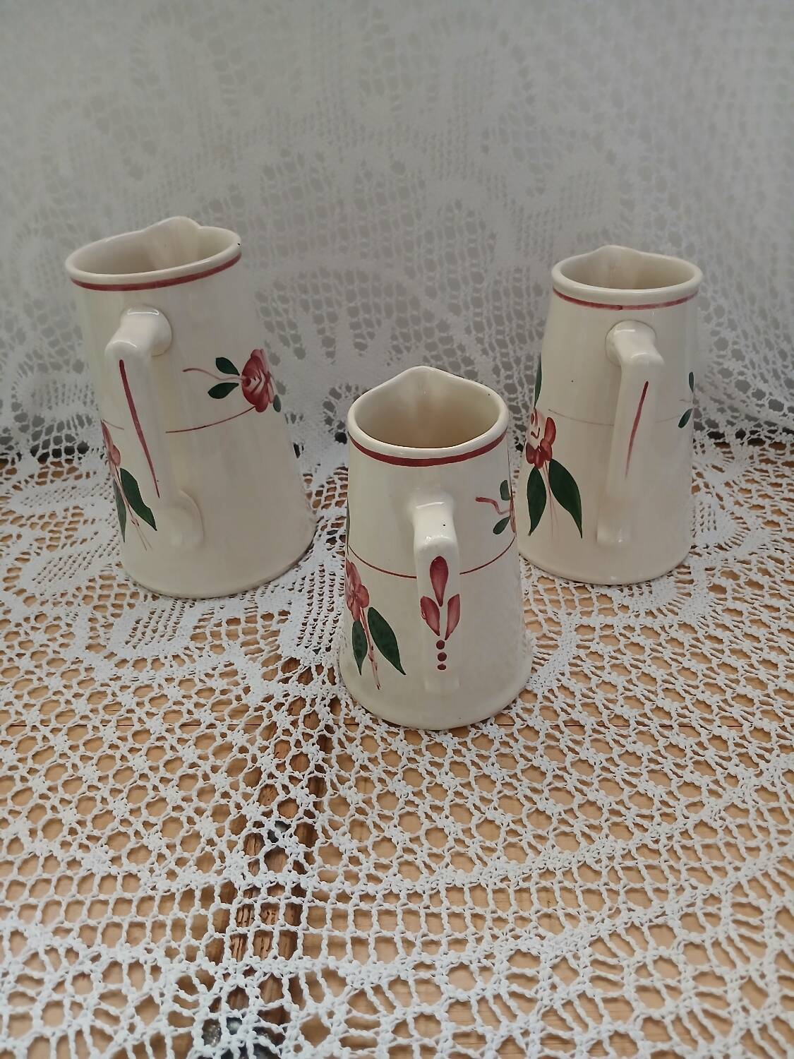 3 antique Sarreguemines pitchers