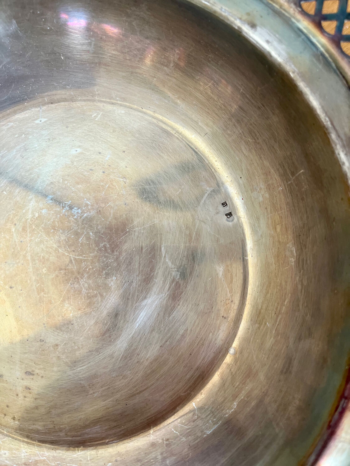 Antique basket cup in silver metal