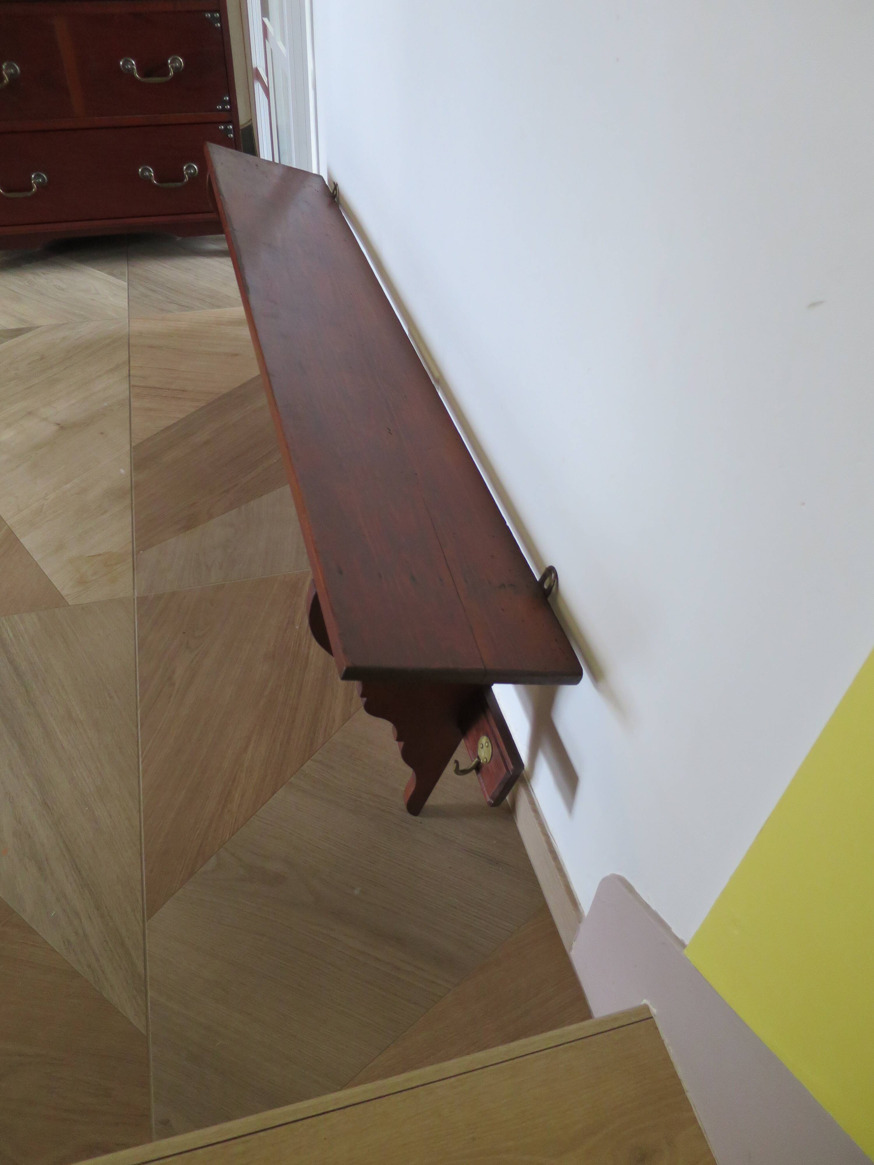 Wall shelf - coat rack - 7 hooks - oak stain - country style - cloakroom