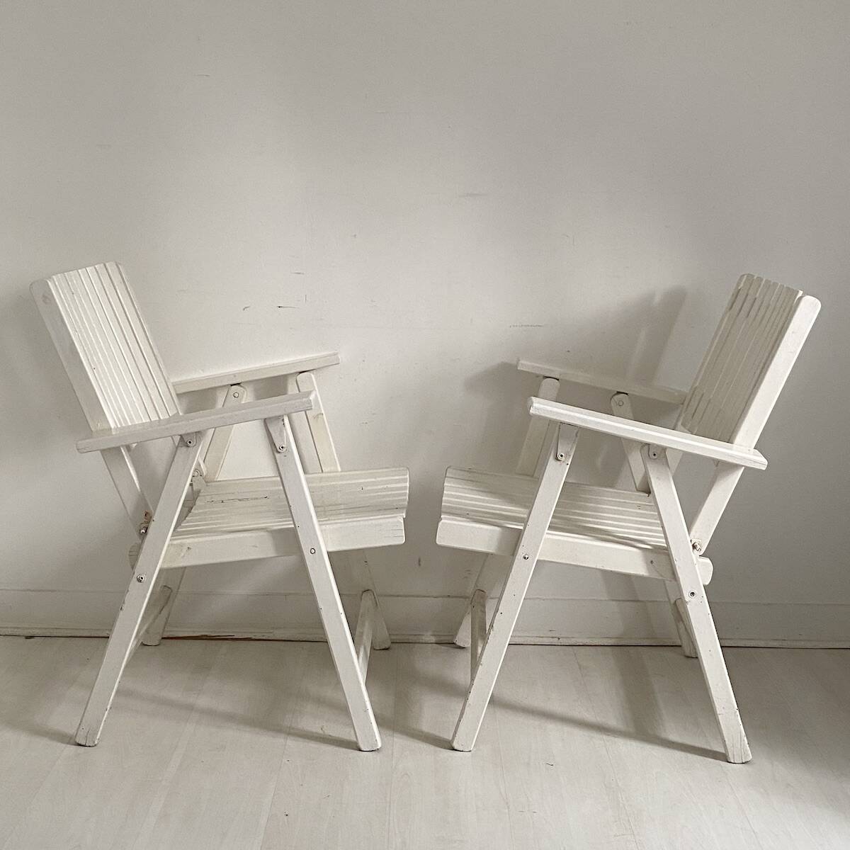 Pair of vintage 1960s folding garden chairs
