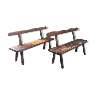 Pair of elm benches 1950