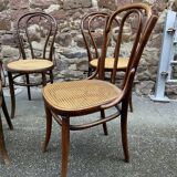 Set of 6 Thonet Fischel restaurant bistro chairs mismatch curved wood