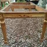 Table basse style louis xvi ancien bois doré avec plateau marbre