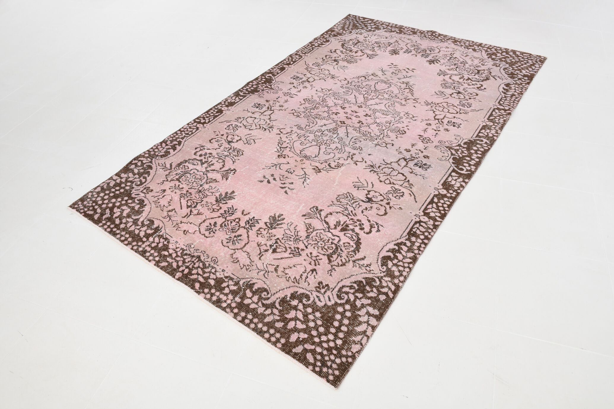 5x9 Light Pink Handmade Wool Turkish Rug 266x157Cm