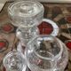 Trio of vintage molded glass candlesticks