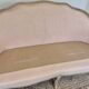Louis XV style bench sofa in pink fabric and burlap