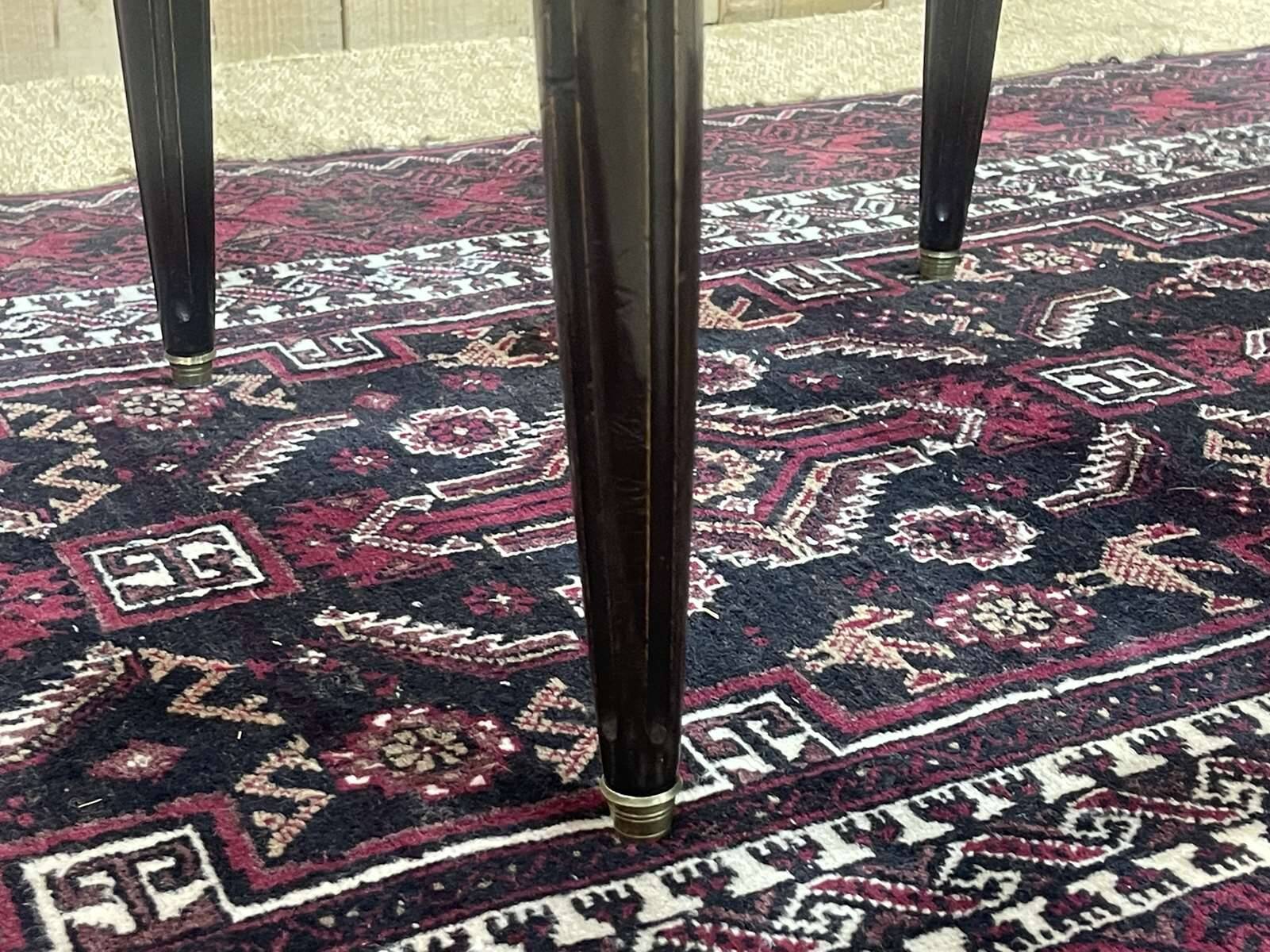 Louis XVI style mahogany bouillotte table from the 1950s with a marble top