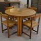 Round solid oak table by Maison Regain 1970s