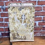 Table lamp in wood and fabric with switch