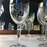 Six crystal wine glasses