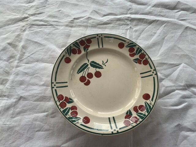 Compotier art deco cherries, longwy model the merises