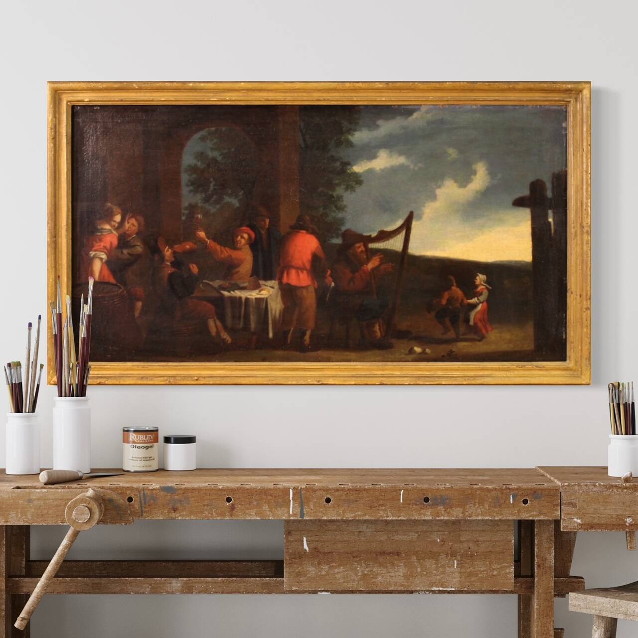 Italian painting Bamboccianti genre scene
