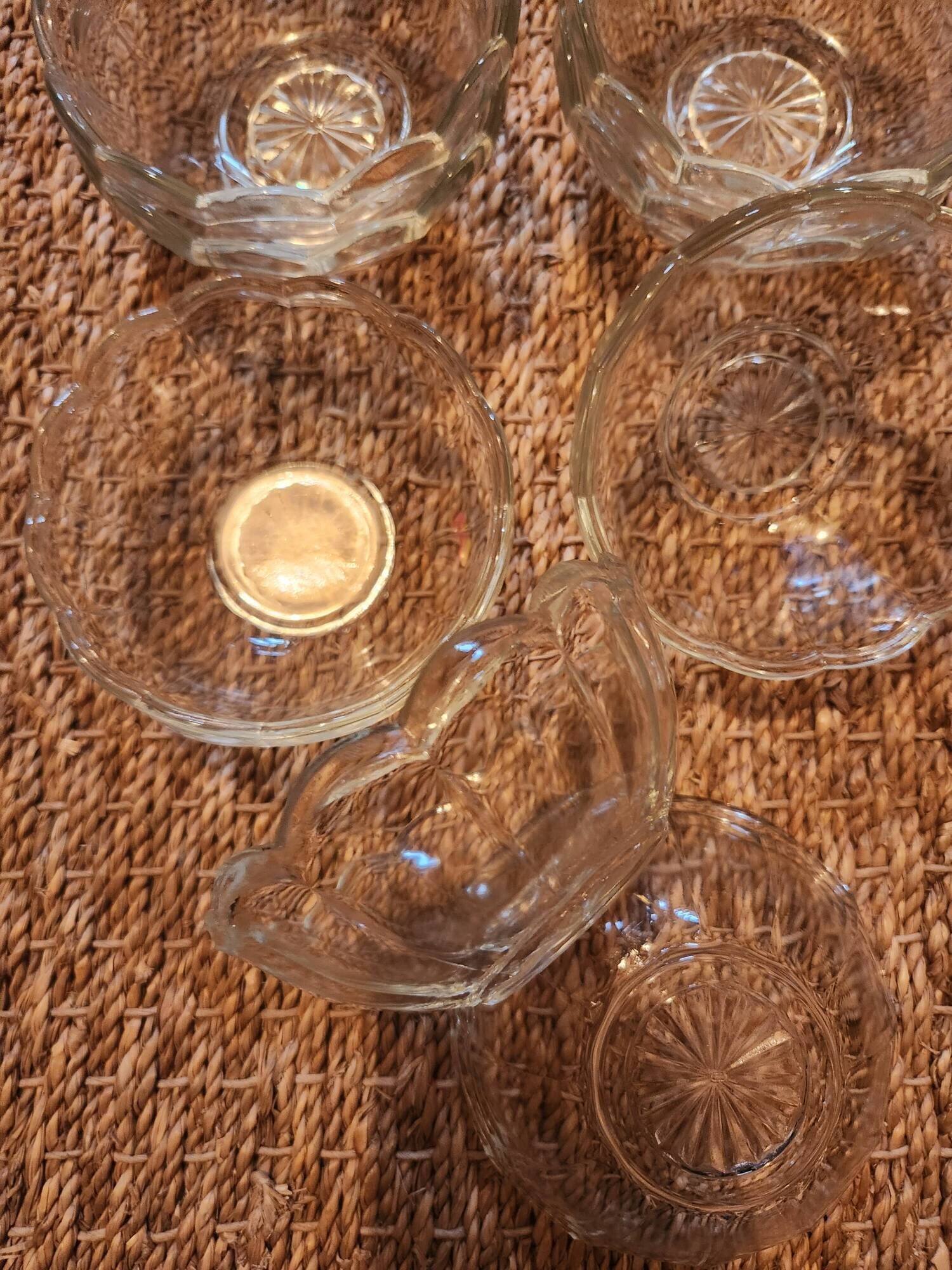 Set of 12 vintage scalloped glass dessert bowls.