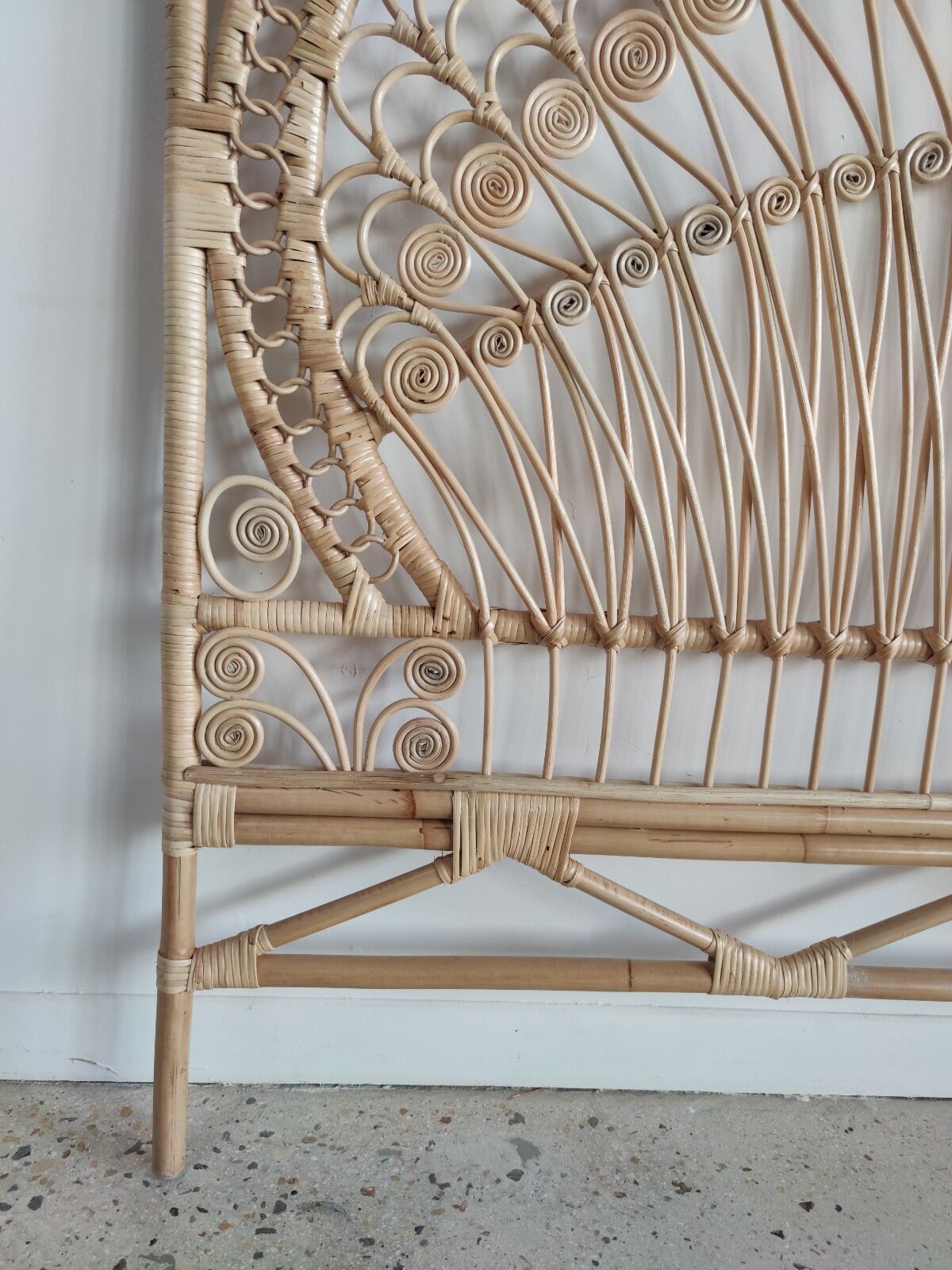 Peacock rattan headboard