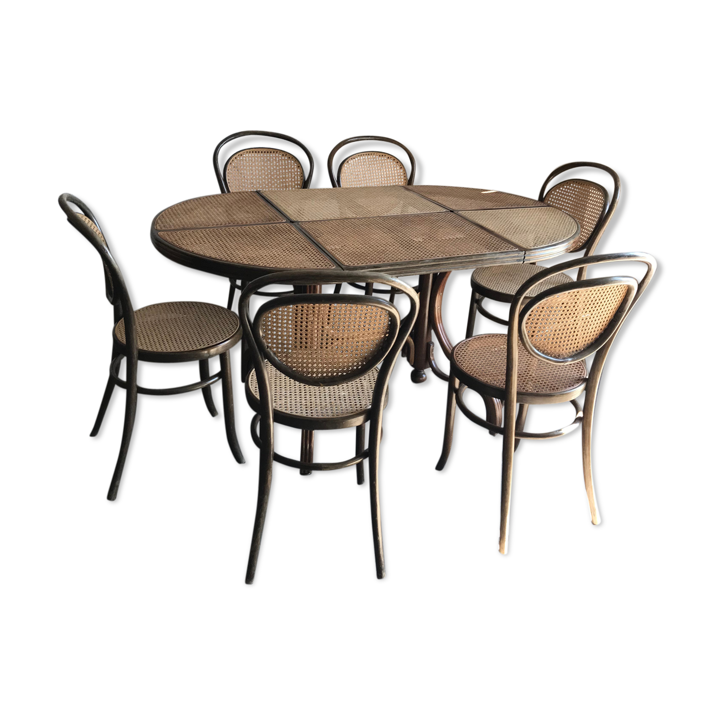 Table à manger ovale avec 6 chaises, Allemagne, années 1970