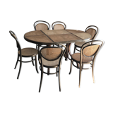 Table à manger ovale avec 6 chaises, Allemagne, années 1970
