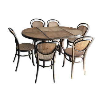 Table à manger ovale avec 6 chaises, Allemagne, années 1970