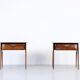Set of 2 Italian Midcentury Rosewood and carrara bedsides tables