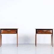 Set of 2 Italian Midcentury Rosewood and carrara bedsides tables