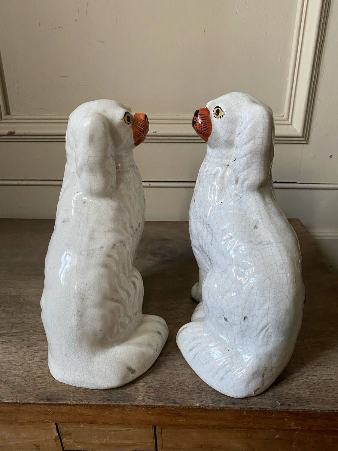 Pair of ceramic Staffordshire dogs late 19th century