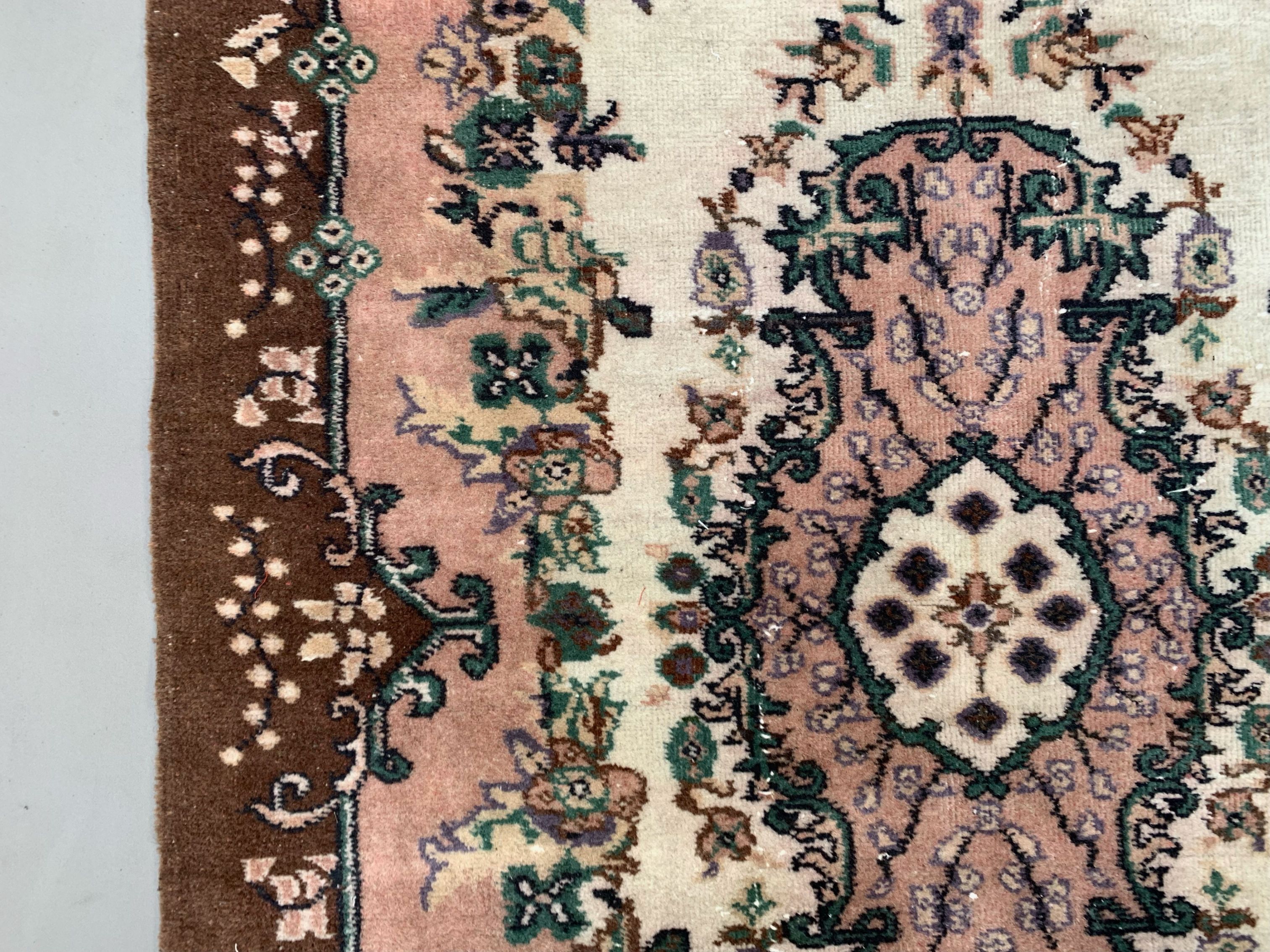 Vintage turkish rug 216x122 cm shabby carpet central anatolian medium