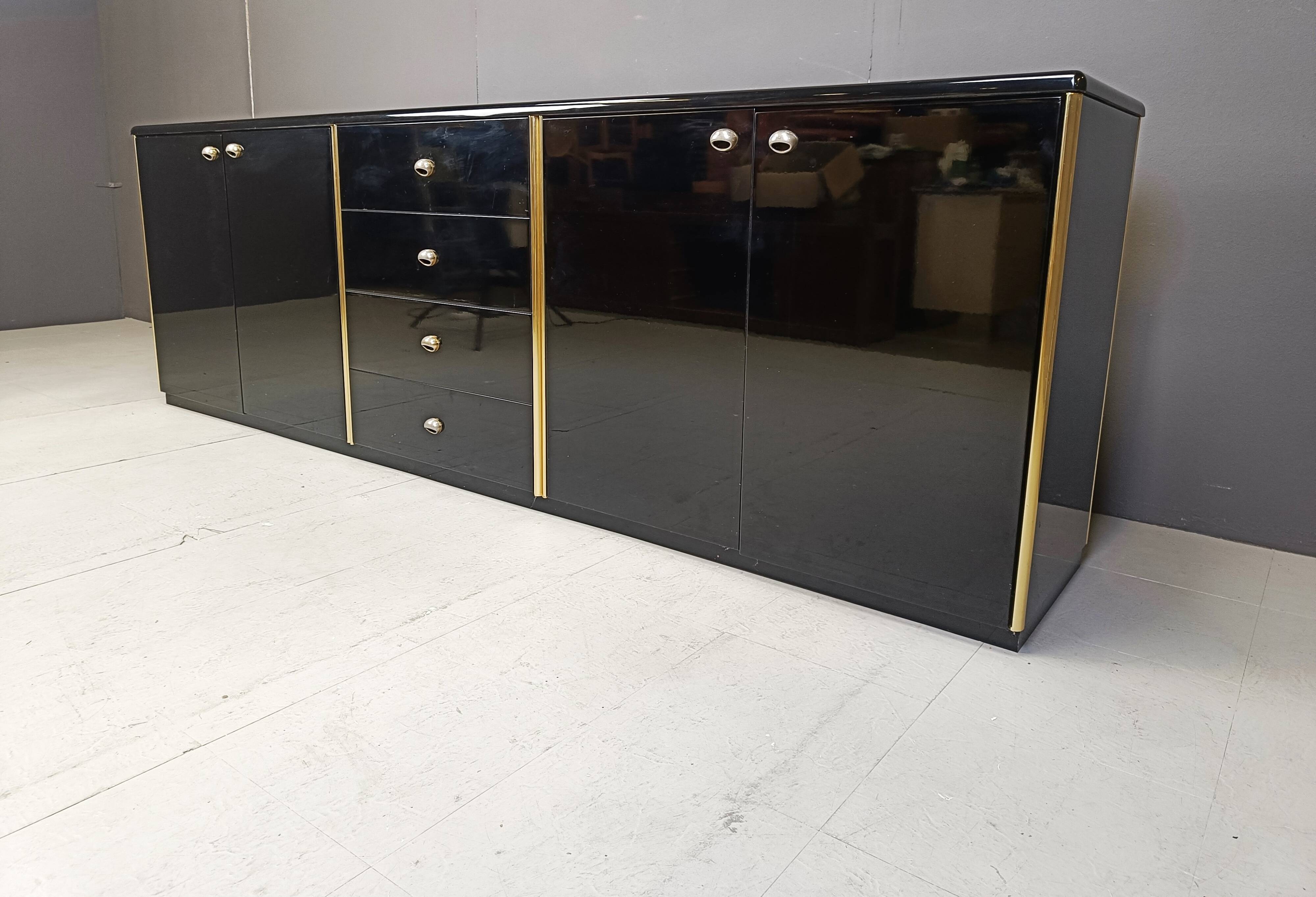Vintage black lacquer sideboard, 1980s