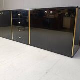 Vintage black lacquer sideboard, 1980s