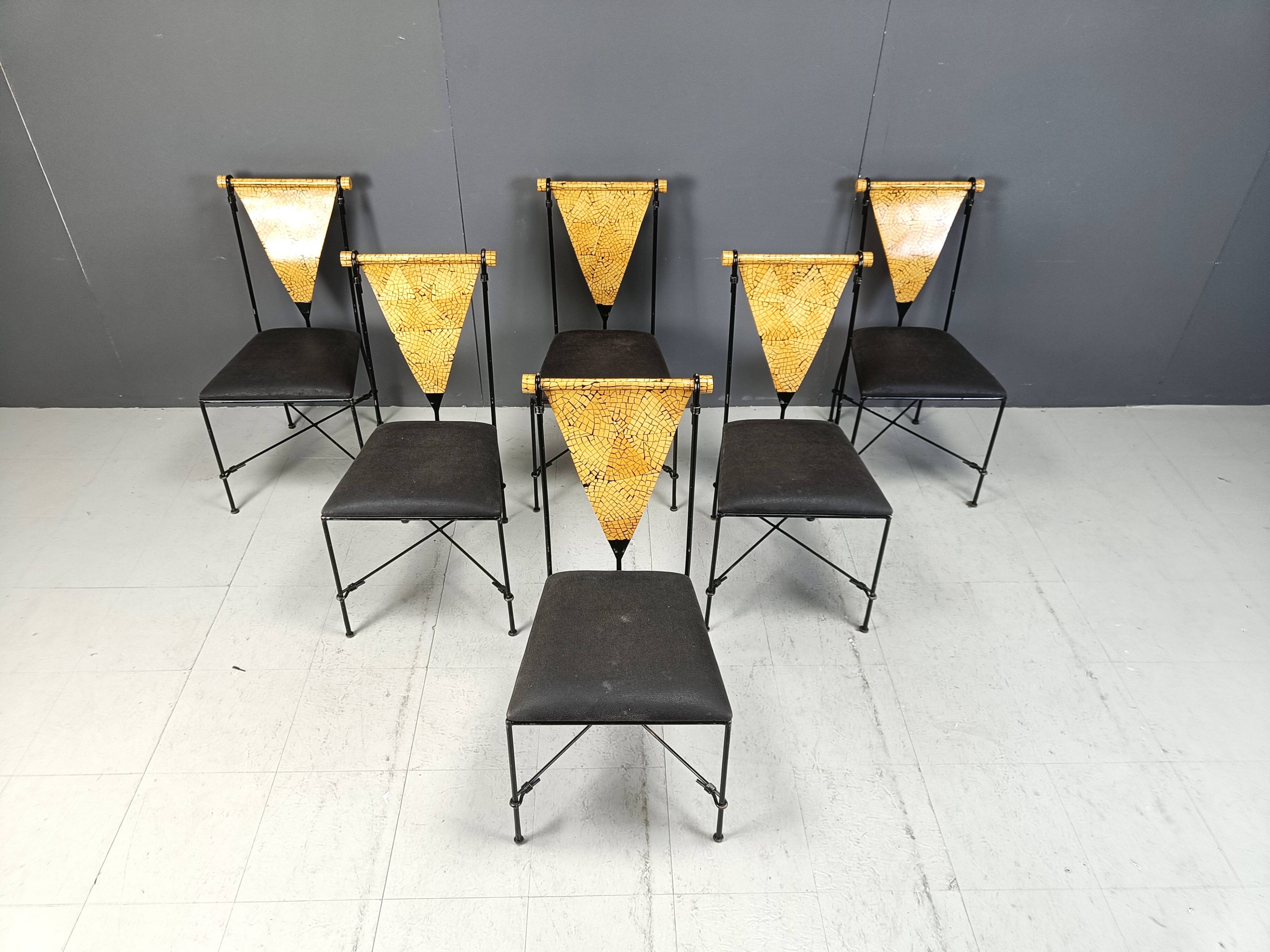 Set of 6 post modern dining chairs, 1970s
