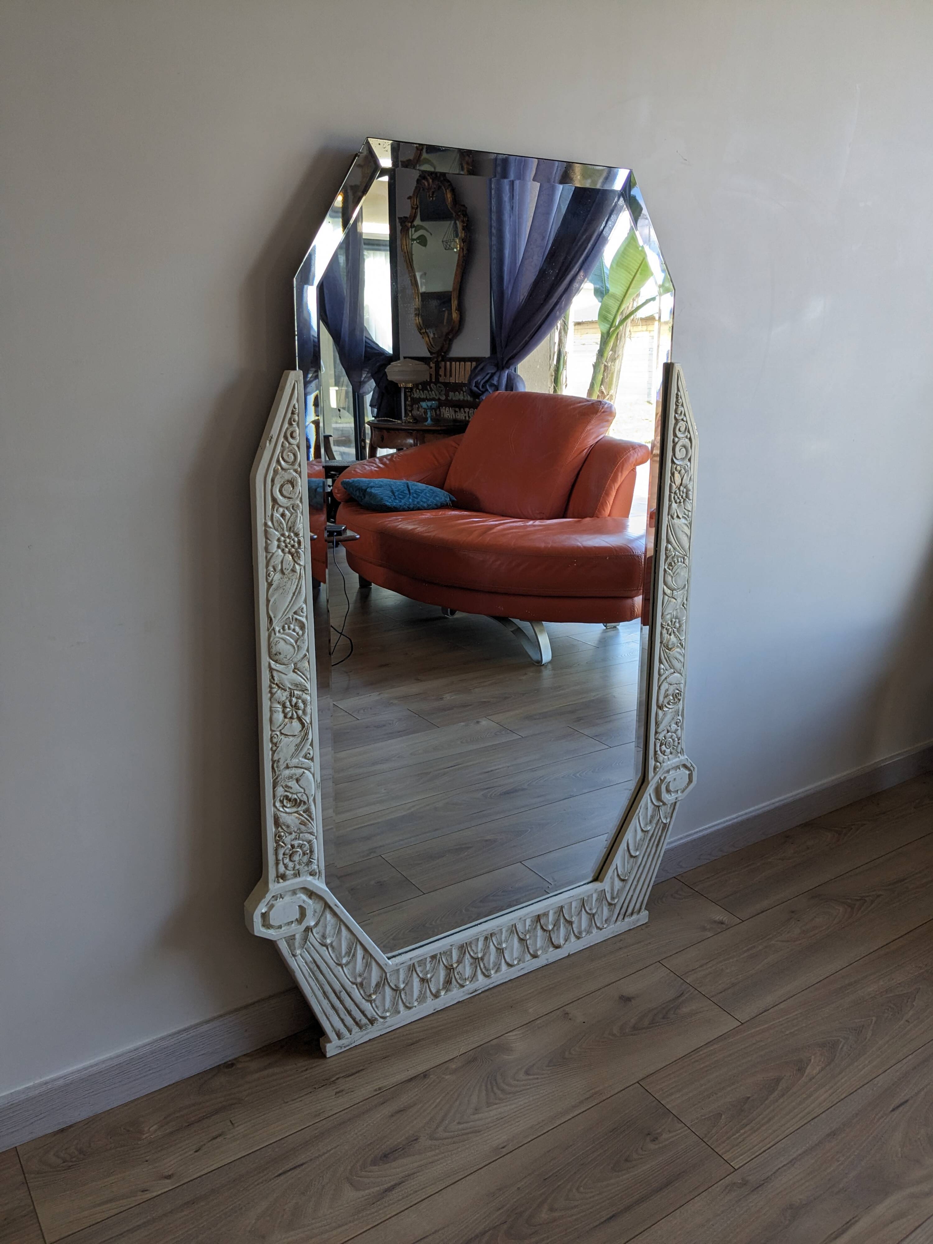 Hexagonal art deco mirror 131 x 88 cm