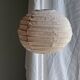 Small round pink rattan and natural linen Japanese-style pendant light D30