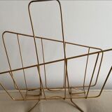 Collector vintage 60s magazine holder in gold painted metal