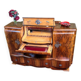 Art decó vintage Brocante burr walnut cocktail bar sideboard