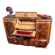 Art decó vintage Brocante burr walnut cocktail bar sideboard