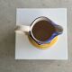 Large blue and yellow hand painted carafe H:20cm