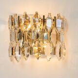 Pair of wall sconces in gilded brass and crystal by Palwa, Germany, 1970s.