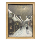 G.Boizot: Tableau école française "La nuit hivernale" daté 1928