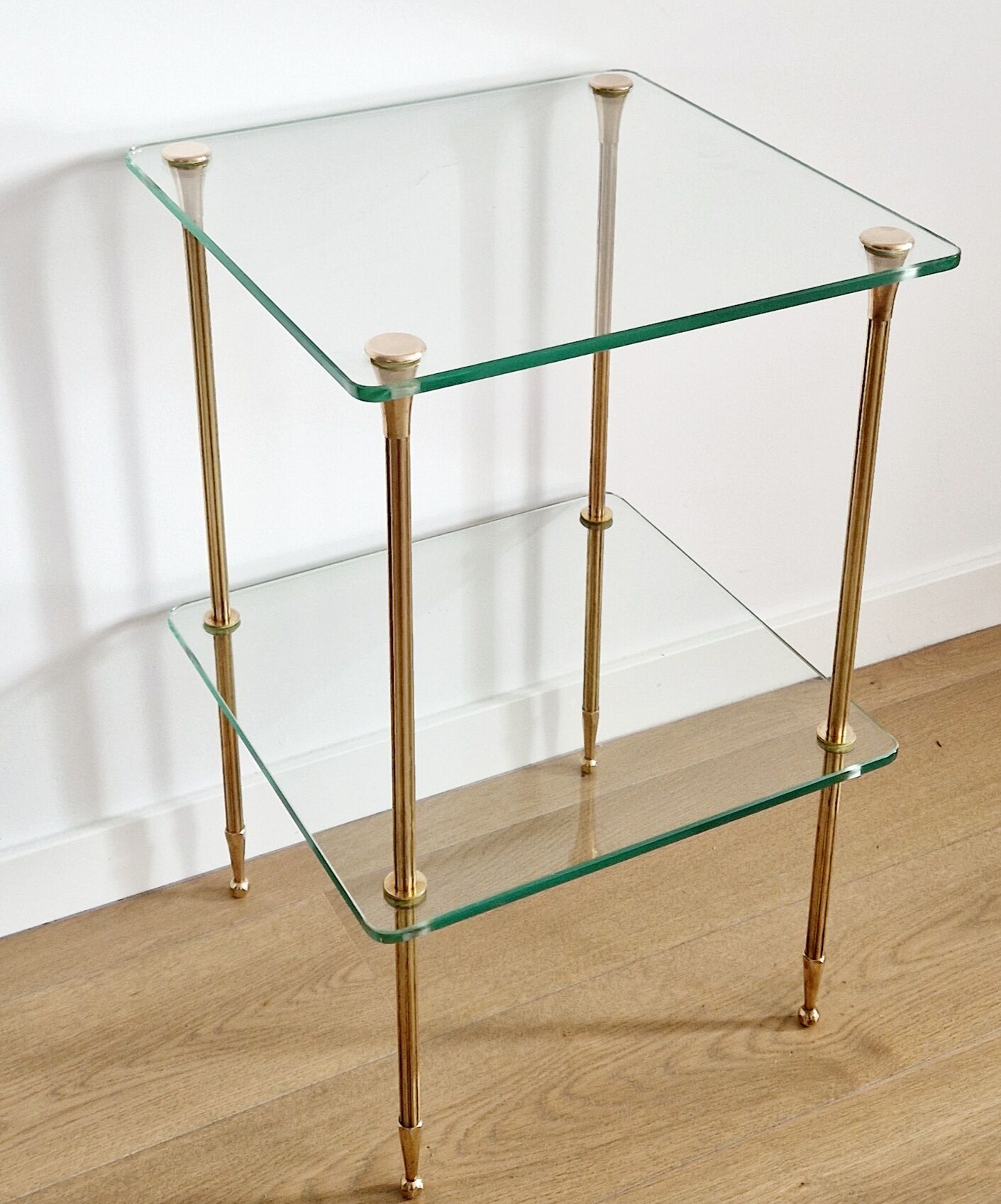 Glass and brass side table 70s