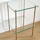 Glass and brass side table 70s